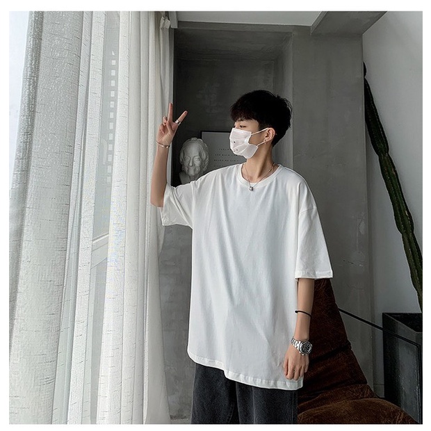 Áo thun tay lỡ unisex trơn chất cotton phong cách đơn giản basic ullzang