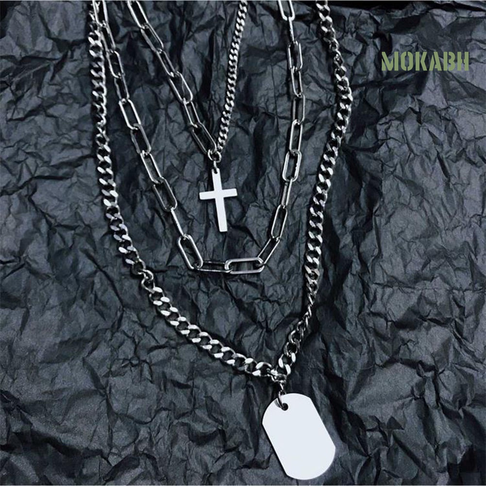 Set 1 / 3 Vòng cổ Mặt Chữ Nhật Thời Trang Cho Nam Và Nữ