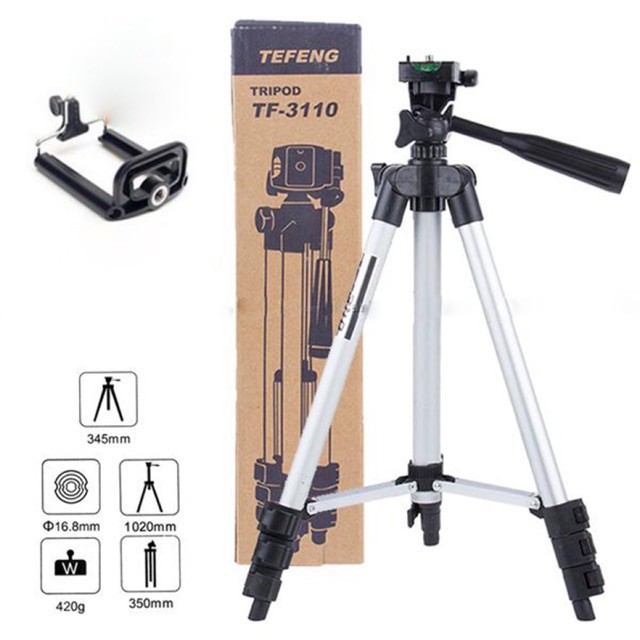 Giá đỡ điện thoại Tripod 3 chân chụp ảnh, livestream cực tốt tương thích nhiều dòng máy, có kẹp điện thoại kèm 88202 TRA