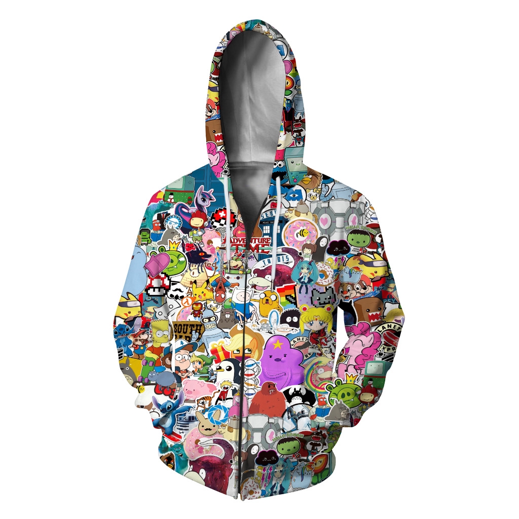 Hoạt Hình Áo Khoác hoodie Có Khóa Kéo In Hình 3d Thời Trang unisex