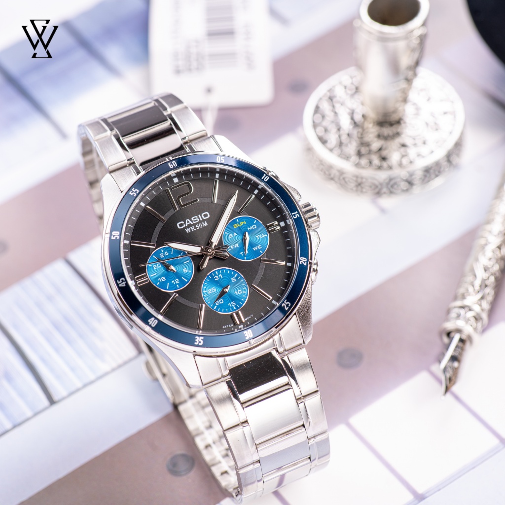 Đồng Hồ Quartz Nam Casio WATCHSTORE MTP-1374D-2AVDF Thiết Kế Mặt Kính Khoáng 43.5mm, Dây Kim Loại Và Vỏ Thép Không Gỉ