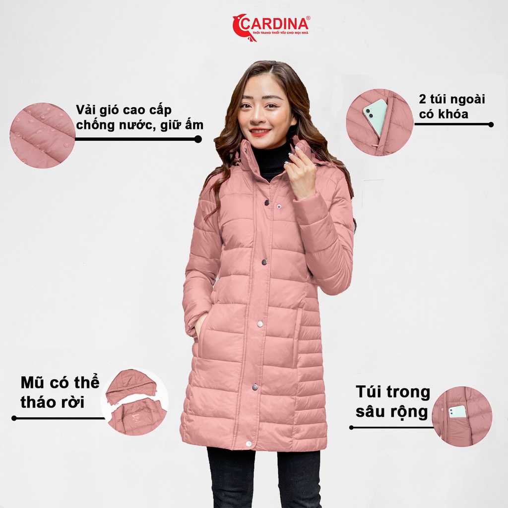 Áo Phao Nữ 𝐂𝐀𝐑𝐃𝐈𝐍𝐀 Trần Bông Nhật Bản Cao Cấp Dáng Dài Siêu Nhẹ Siêu Ấm Chống Thấm Nước 1PDF