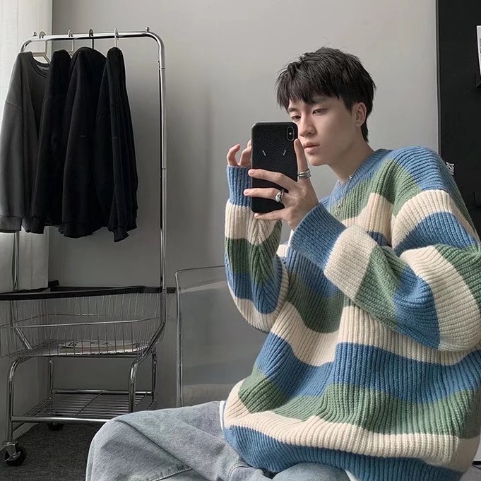 Áo sweater nam  áo len nam nữ unisex chất mềm mại dáng hàn quốc , áo len cổ cao 3 phân phong cách  phong cách hàn quốc thời rang mùa thu cho nam patchwork