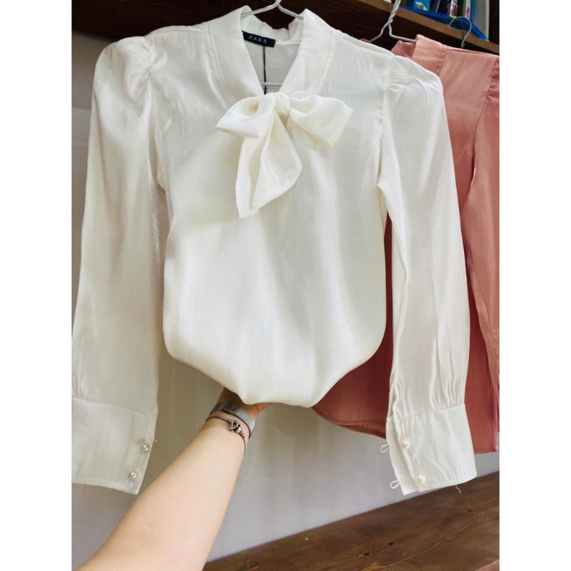 ♥️ Áo Sơ Mi Chất Tơ Sống Cổ Nơ nhiều màu