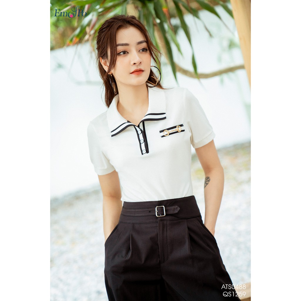 Quần sooc cạp cao, đai liền, túi chéo Emspo QS1259