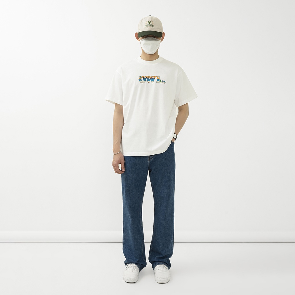 OWL BRAND® ISLAND TEE - Áo thun nam hoạ tiết in chữ  / Trắng