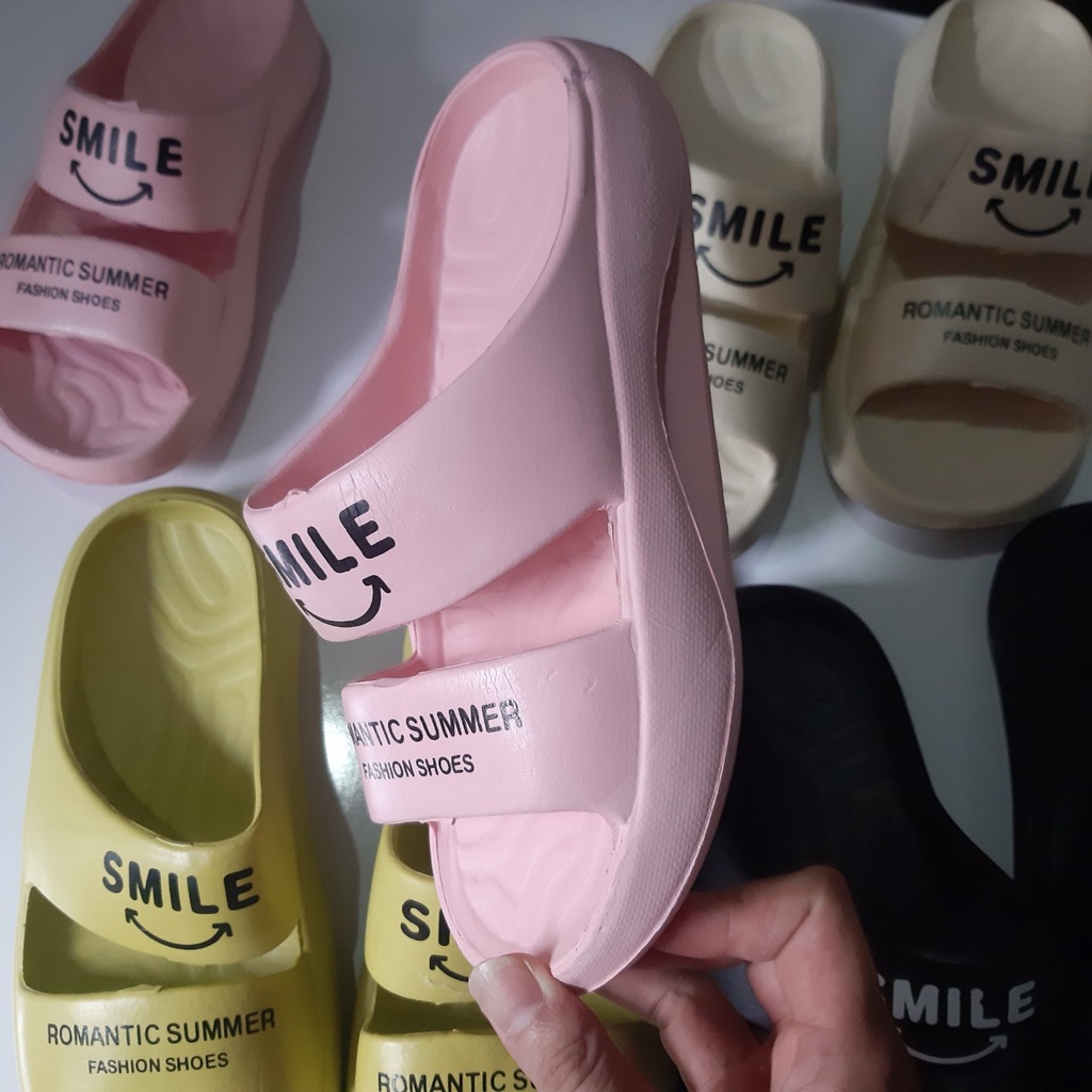 Dép bánh mì nữ 2 quai ngang SMILE Romantic 3 phân siêu mềm siêu êm chóng trơn trượt
