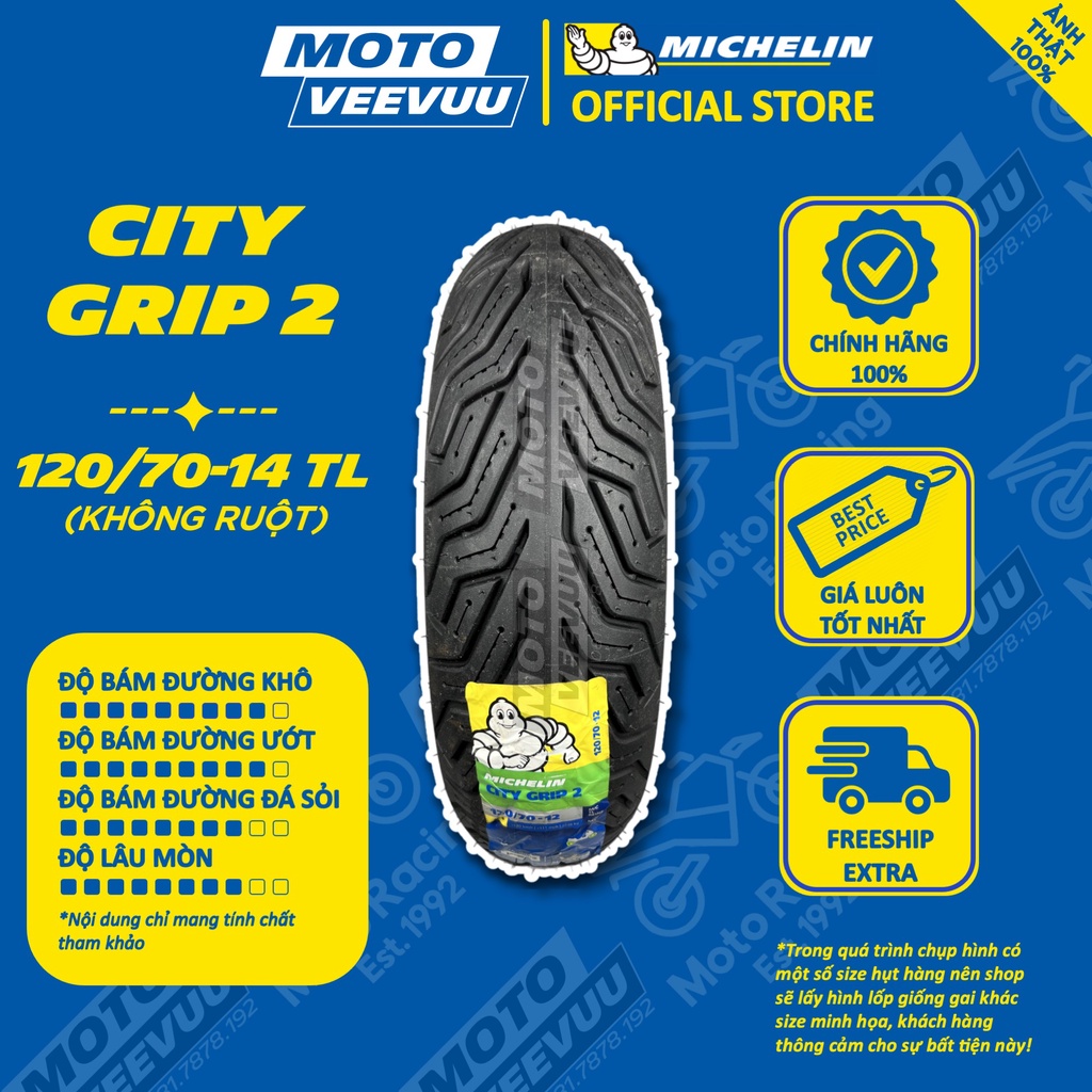 Vỏ lốp xe máy MICHELIN 120/70-14 TL CITY GRIP 2