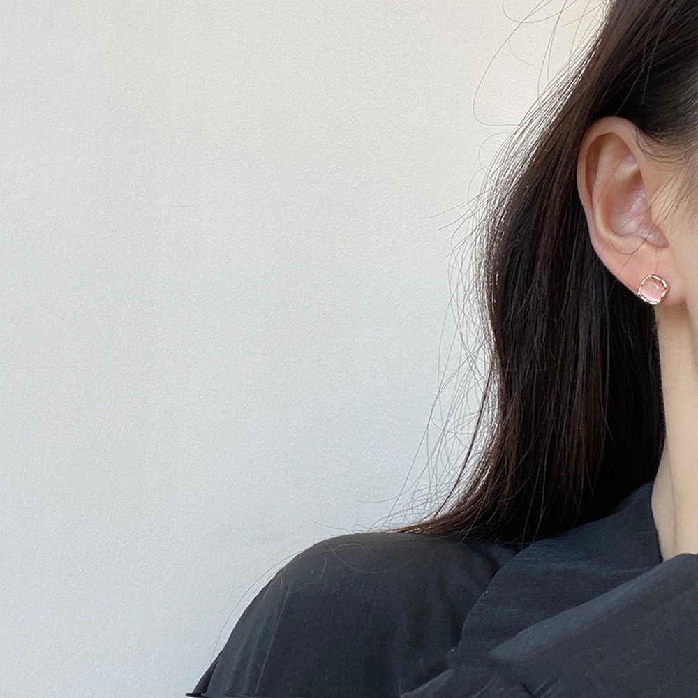 Khuyên tai mạ bạc 925 hình trái tim mắt mèo đáng yêu thời trang kiểu Hàn