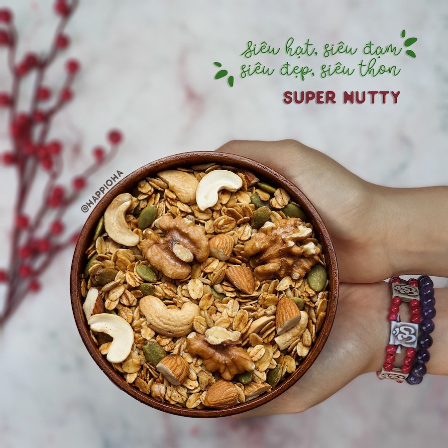 Granola Super Nutty Siêu Hạt HAPPI OHA - Ngũ Cốc Ăn Sáng/ Ngũ Cốc Ăn Kiêng Không Đường Tinh Luyện Yourshop