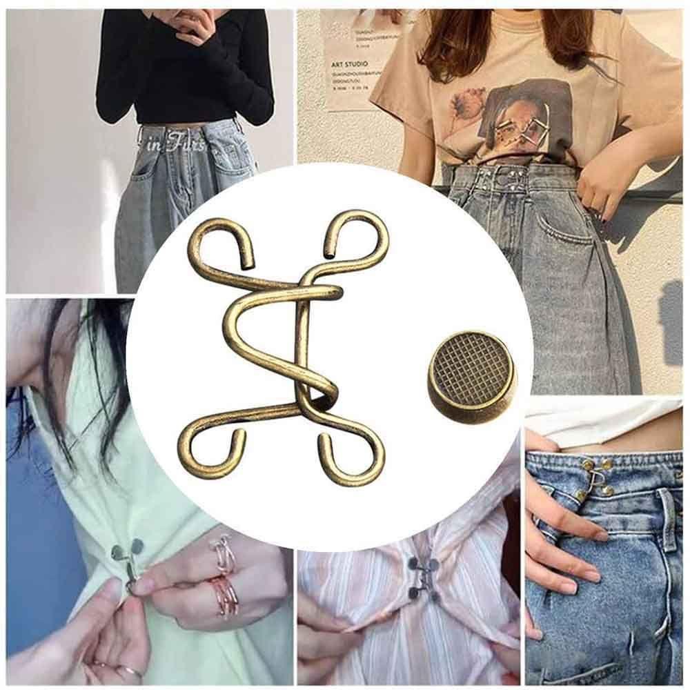 Bộ nút và móc siết lưng quần không cần đinh có thể tháo rời/điều chỉnh và tái sử dụng 27/32mm dành cho nam và nữ