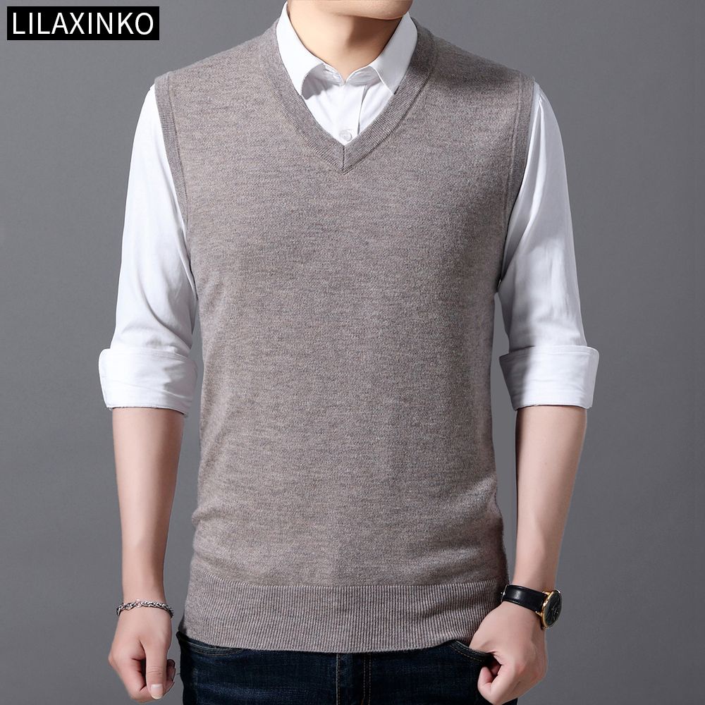 Áo Len Không Tay Cổ Chữ V Màu Trơn Thời Trang Thu Đông Cho Nam 8 Màu Lựa Chọn | BigBuy360 - bigbuy360.vn