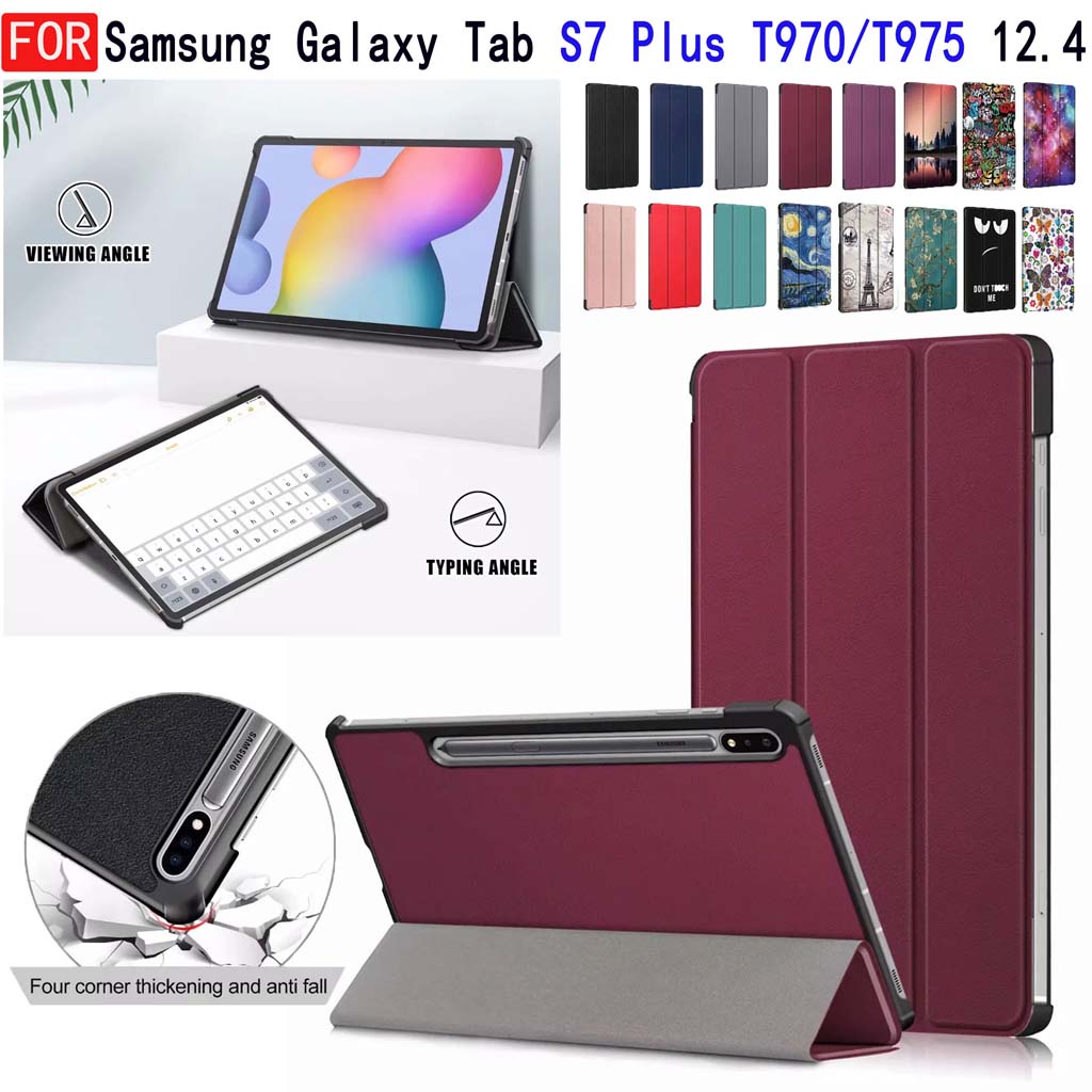Bao da bảo vệ máy tính bảng hỗ trợ kê máy tiện lợi dành cho Samsung Galaxy Tab S7 Plus 12.4inch T970 T975