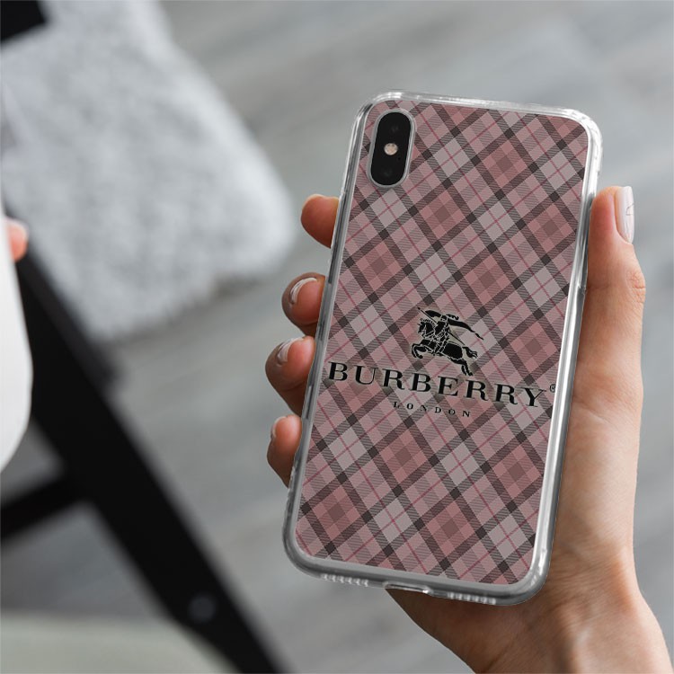 Ốp nhựa dẻo thời trang ốp lưng Burberry màu hồng phấn cực xinh dành cho Iphone 5 đến 12 Promax BRD20210271