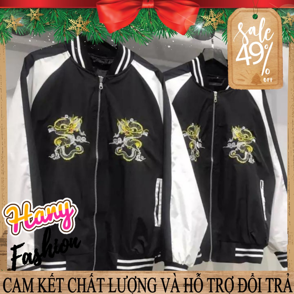 Áo khoác bomber thêu rồng nam nữ unisex cao cấp phong cách hàn quốc form rộng - Hany Shop