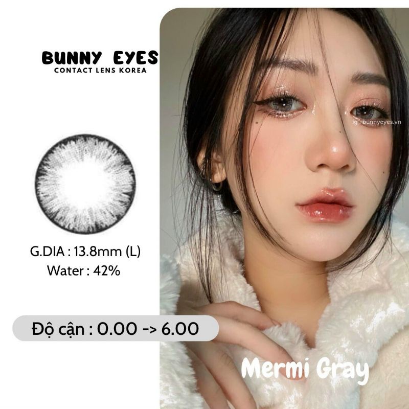 Lens Mắt Kính Áp Tròng BUNNY EYES - Mermi Xám Tây 14.5 Size L