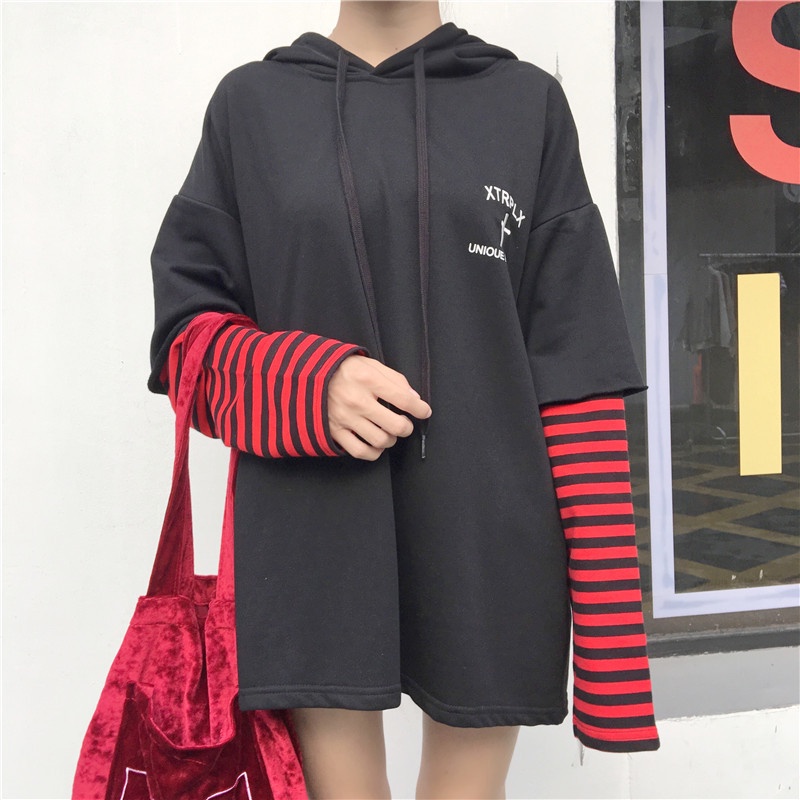 Áo hoodie dài tay in chữ phong cách Hàn Quốc