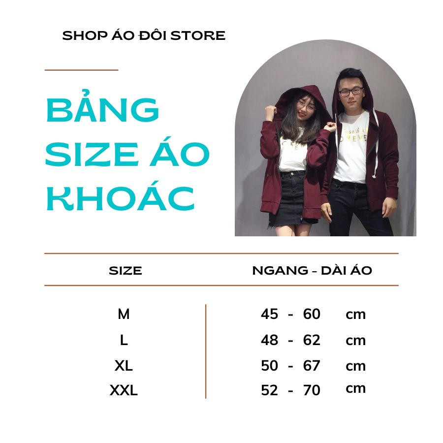 Áo khoác cặp nam nữ - COUPLE STORE  - Áo khoác nỉ chất liệu cotton cao cấp,form chuẩn đẹp! CÓ TẶNG KÈM STICKER ỦI ÁO