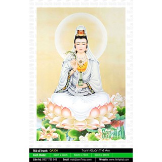 Tranh đính đá Phật Quan Âm, kích thước 60*85 đá tròn