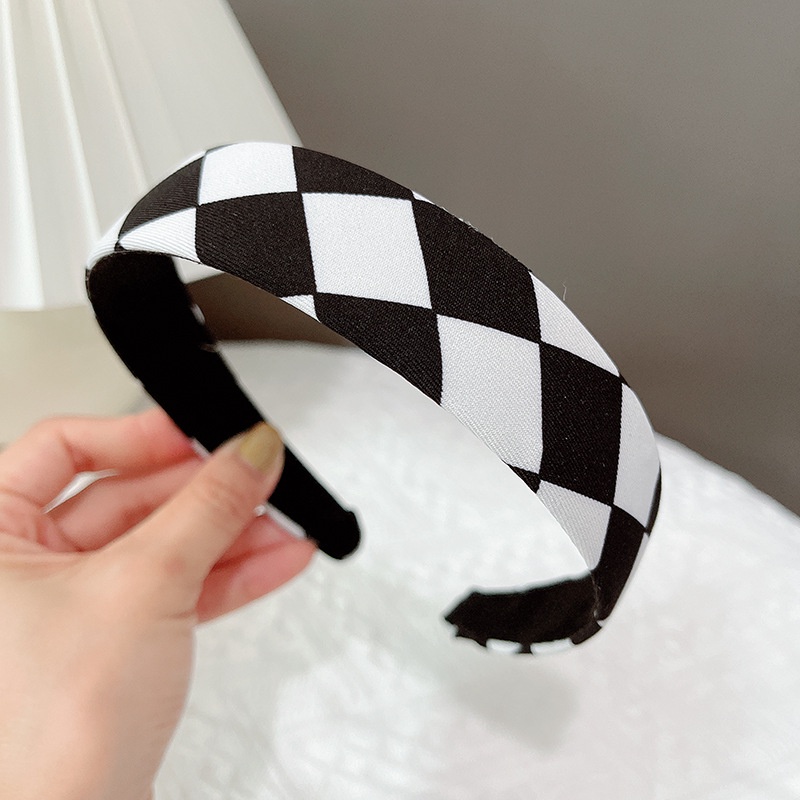 Băng Đô Da Lộn Họa Tiết Kẻ Ô Vuông Phong Cách Retro Hàn Quốc Thời Trang Cho Nữ