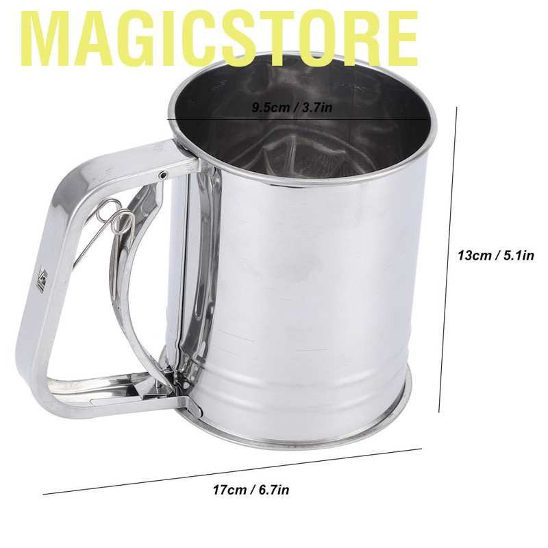 Magicstore Stainless Steel 3‑Layers Hand‑Held Flour Powder Sifter Sieve Kitchen Baking Accessory