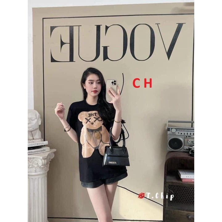 Áo thun UNISEX nam nữ from rộng tay lỡ- áo phông ngắn tay in hình GẤU MẮT X 3D chất cotton mát mịn phong cách hàn quốc