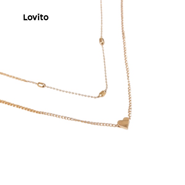 Lovito Dây chuyền Lovito phối xích nhiều lớp L004005 (Màu Vàng kim)