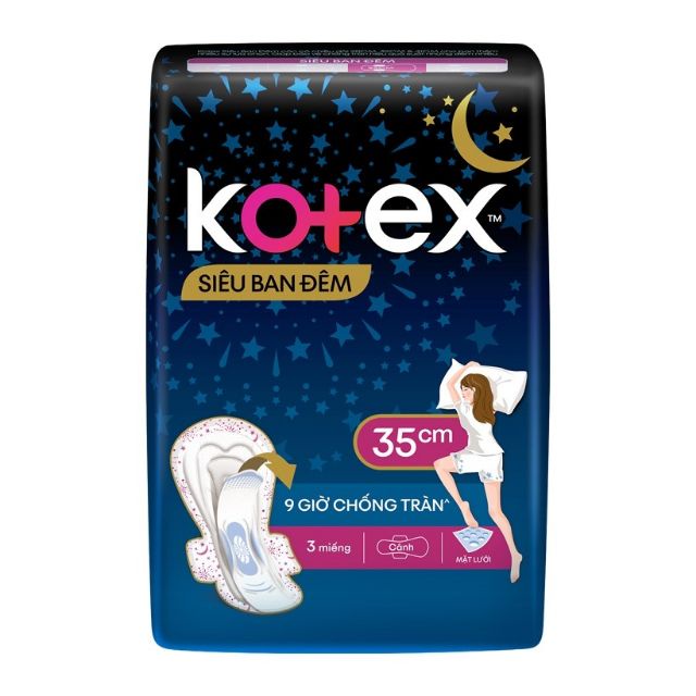 Băng Vệ Sinh Ban Đêm Kotex Khô Thoáng Lưới Siêu Thấm Siêu Mỏng Cánh 32cm/ 28cm