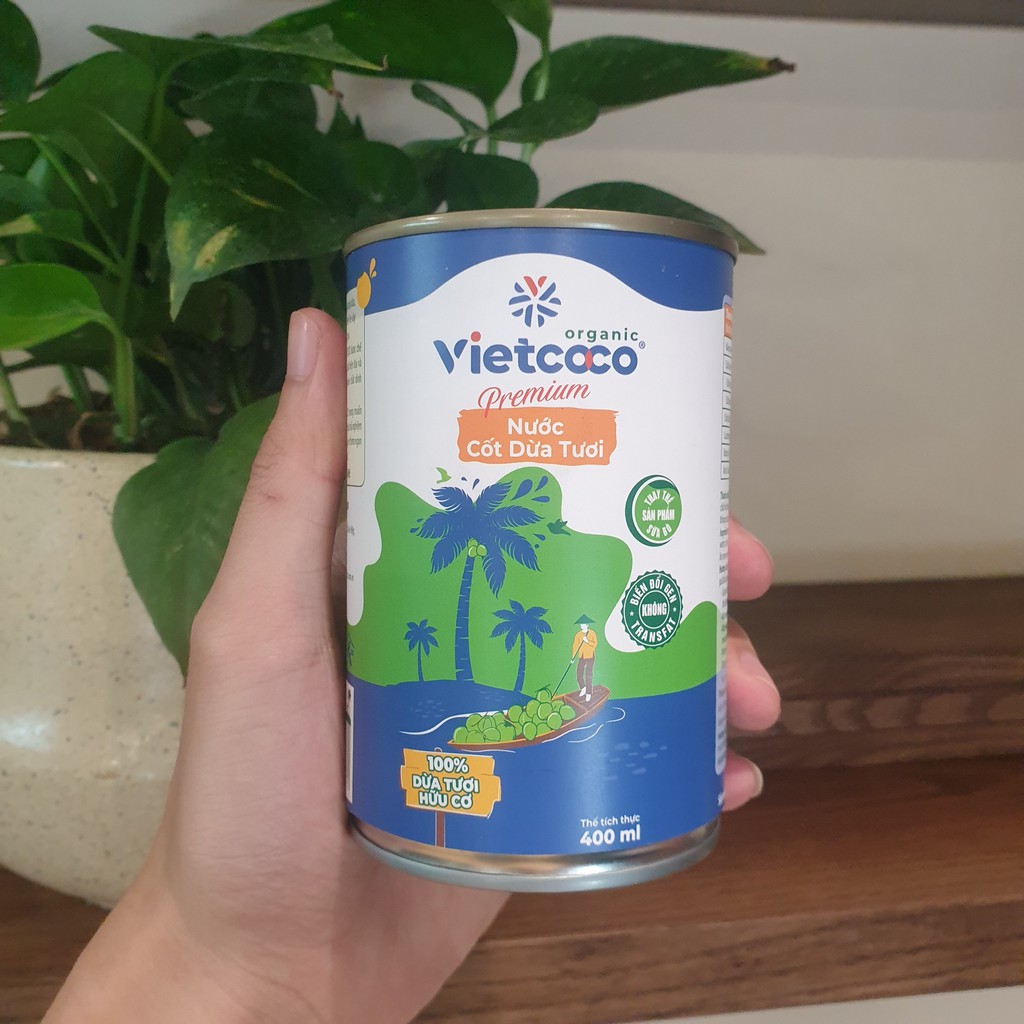 Nước cốt dừa hữu cơ Vietcoco 400ml thơm béo ngọt nhẹ