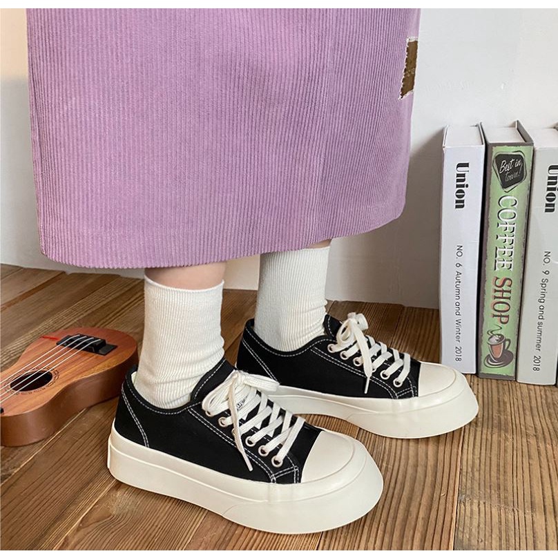 GIÀY NỮ  GIÀY NỮ THỂ THAO Phong Cách Hàn Quốc/Giày Nữ Sneaker CV Hình Ngôi Sao Màu Đen