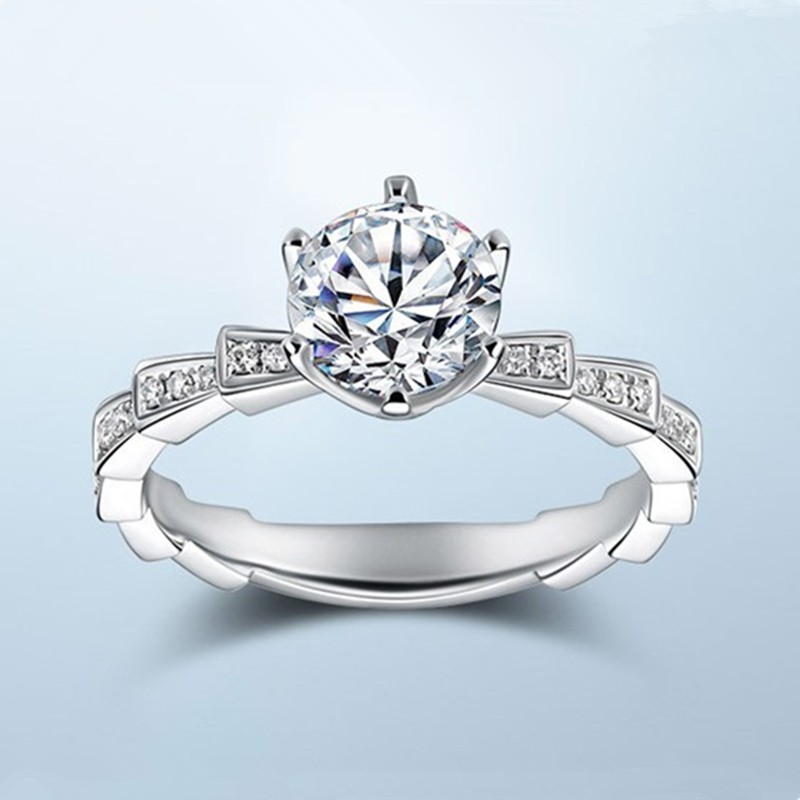 Nhẫn đính hôn kim cương vàng trắng thiết kế sang trọng cho nữ