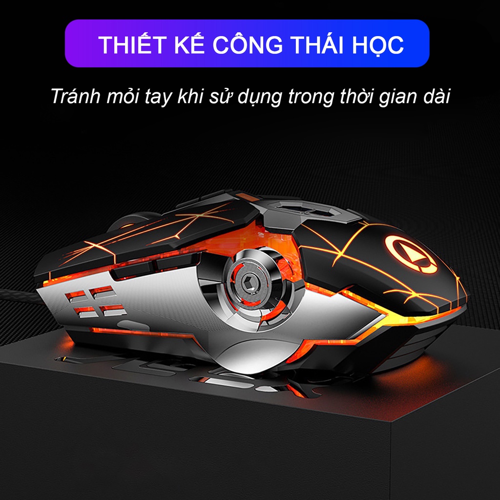 Chuột máy tính Gaming có dây SIDOTECH YINDIAO S7A gaming Esport 4 mức DPI không độ chễ Led RGB tắt tiếng chống ồn