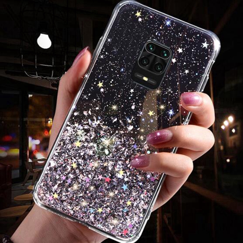 Ốp điện thoại mềm trong suốt trang trí kim tuyến cho Xiaomi Redmi Note9S