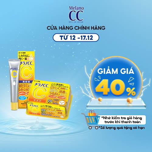 Bộ sản phẩm dưỡng trắng chống thâm nám Melano CC (Tinh chất 20ml + Mặt nạ 20 miếng) - date 9/2022