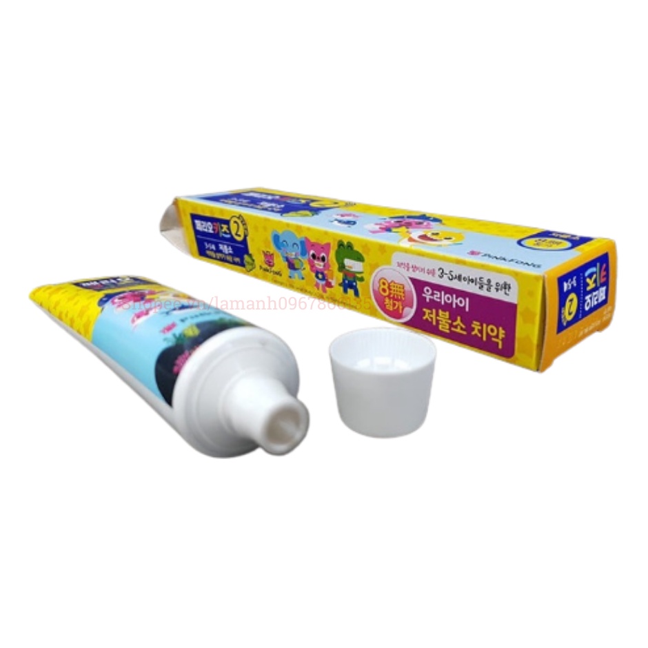 Kem Đánh Răng Trẻ Em Perioe Kids Step 2 Pinkfong Hàn Quốc Dành Cho Bé 3-5 Tuổi 75g – Hương Trái Cây