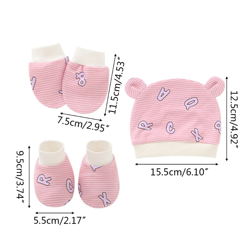 Set Phụ Kiện Gồm Găng Tay + Mũ + Vớ + Đôi Găng Tay Chống Trầy Xước Bằng Cotton Cho Bé Sơ Sinh