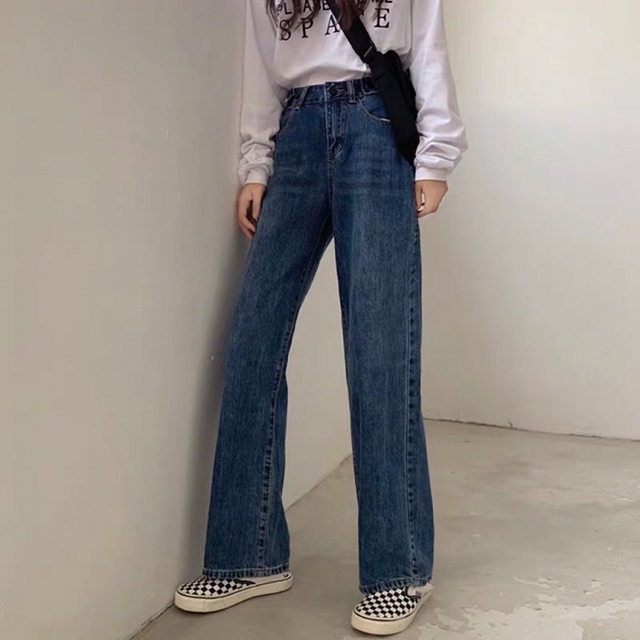 Size S (sẵn) | Quần jeans ulzzang ống rộng MS1838 | BigBuy360 - bigbuy360.vn
