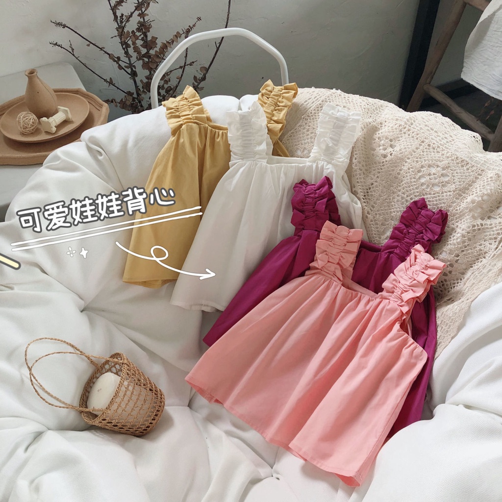Đầm Hai Dây Dáng Rộng Phong Cách Hàn Quốc Nhật Bản Thời Trang Mùa Hè Mới 2022 Dành Cho Bé Gái