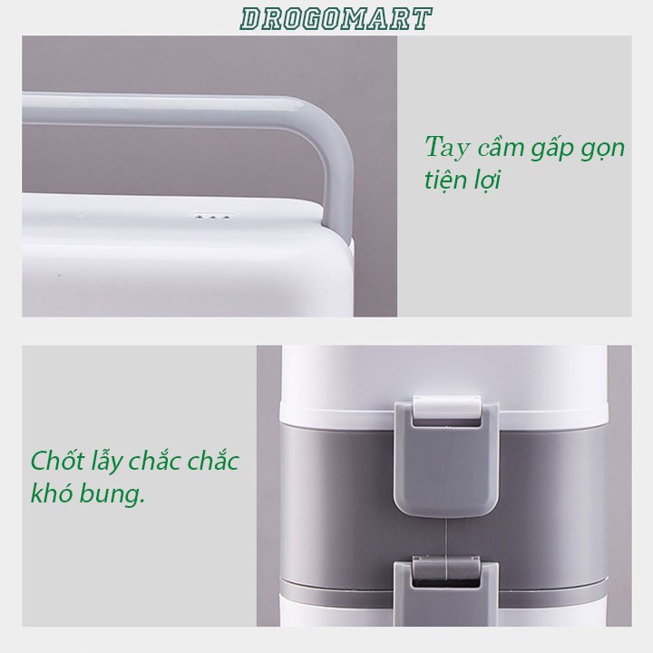 Hộp Cơm Cắm Điện 2 tầng 4 bát inox Giữ Nhiệt Đa Năng, Hâm Nóng Và Tự Nấu Chín Thức Ăn