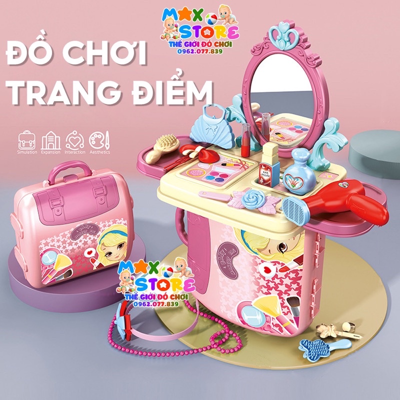 Đồ Chơi Nghề Nghiệp - Đồ Chơi Bàn Trang Điểm Có Dây Đeo Thành Balo Cho Bé Cực Xinh