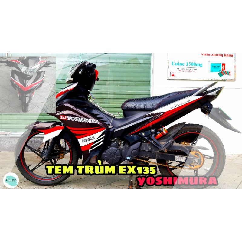 TEM TRÙM EX135 ĐEN ĐỎ TRẮNG YOSHIMURA