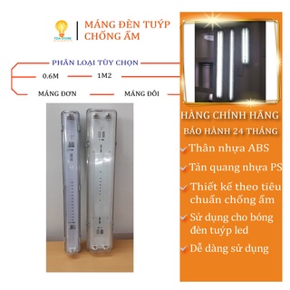 Máng đèn led chống ẩm Asia Lighting máng đèn tuýp đơn đôi 1m2 60cm thân nhựa ABS có tản quang bảo hành 24 tháng