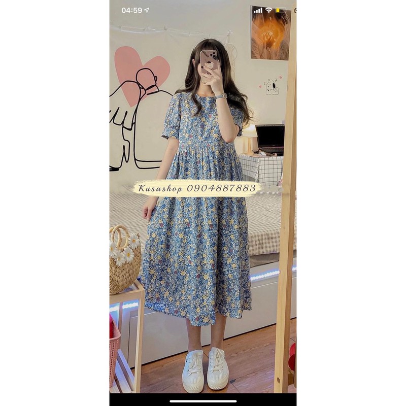 Đầm - Váy hoa babydoll tay bồng hoa nhí Ulzzang