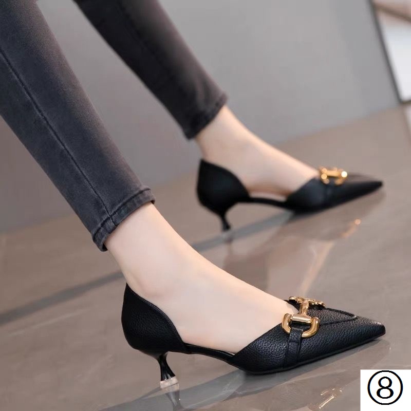 Giày Cao Gót Da Mềm Mũi Nhọn Phong Cách Retro Pháp Thời Trang Mùa Hè 2022 Cho Nữ