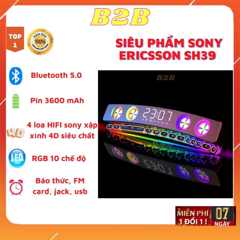 Loa Bluetooth LED RGB quang phổ 10 chế độ Led cao cấp - Tích hợp Đồng hồ + Nhiệt độ, Kết nối PC, TV - Soaiy SH39 cao cấp