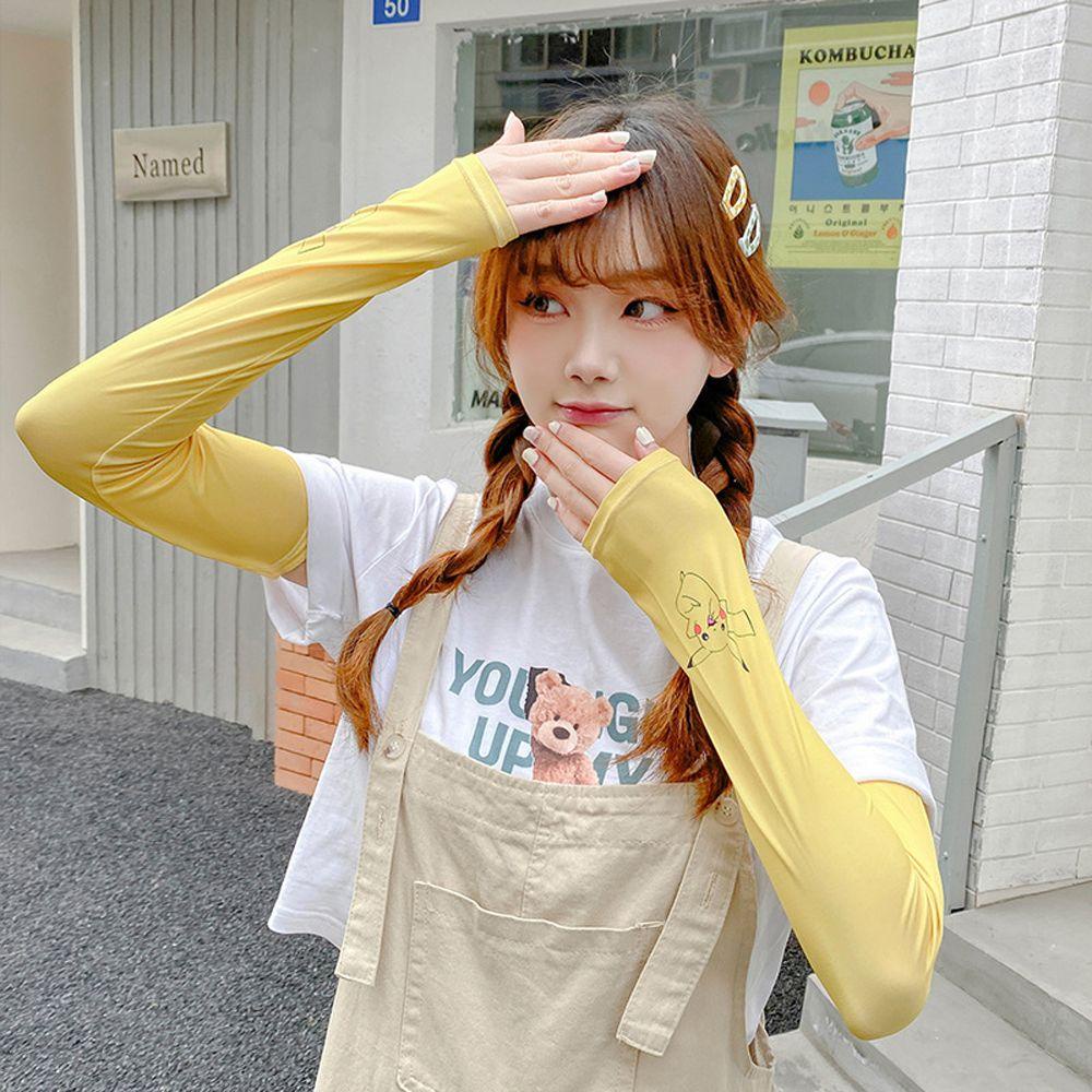 Vỏ Bọc Cánh Tay Chống Nắng Bằng Lụa Lạnh Thoáng Khí Hình Chim Cánh Cụt Cho Nữ