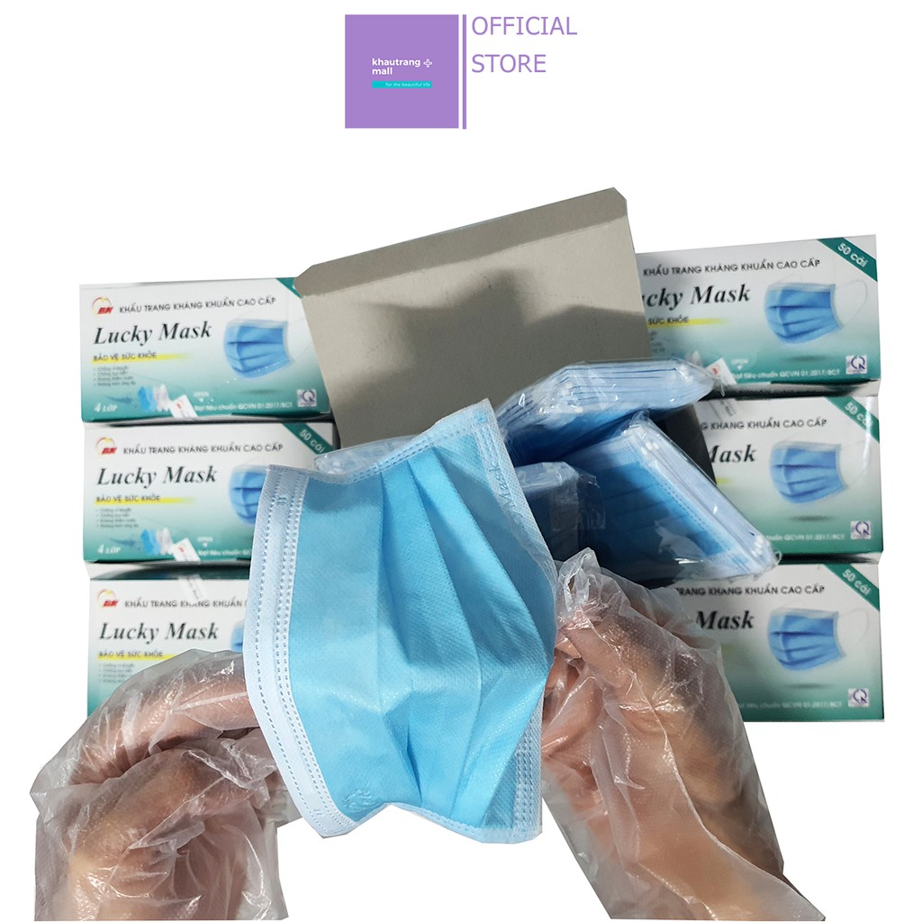 KHẨU TRANG Y TẾ 4 LỚP CAO CẤP KHÁNG KHUẨN LUCKY MASK V2 CHÍNH HÃNG HÀNG CÔNG TY CÓ GIẤY TỜ ĐỦ ĐIỀU KIỆN (Hộp 50 cái)