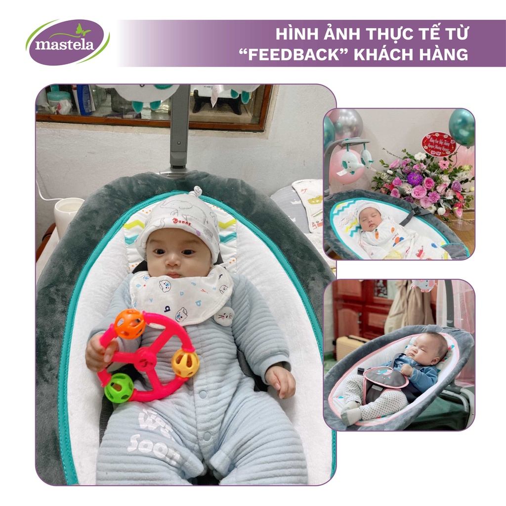 Ghế rung cho bé sơ sinh Mastela MSTL-06915-17 có đồ chơi và nhạc ru ngủ, 4 nấc điều chỉnh độ cao dễ dàng gấp gọn