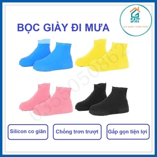 Bọc giày đi mưa chất liệu silicon cao cấp giúp chống nước, trơn trượt, bền đẹp