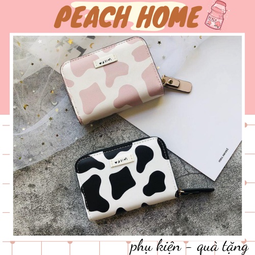 Ví Da Mini Cầm Tay 10 Ngăn Hoạ Tiết Bò Sữa Xinh Xắn Hot Trend Bóp Nữ PU Cute Gấu Thỏ Giá Rẻ Nhiều Ngăn